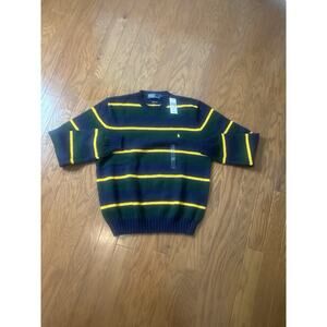 NWT Vintage Ralph Lauren Polo Heavy Knit Sweater Red Striped Cotton Men’s Large